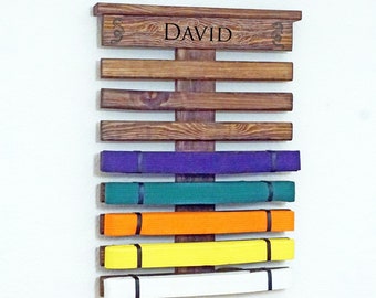 Karate Belt Display Rack | Chestnut Belt Rack | Taekwondo | Karate | Jiu Jitsu | Martial Arts | Personalized Display |