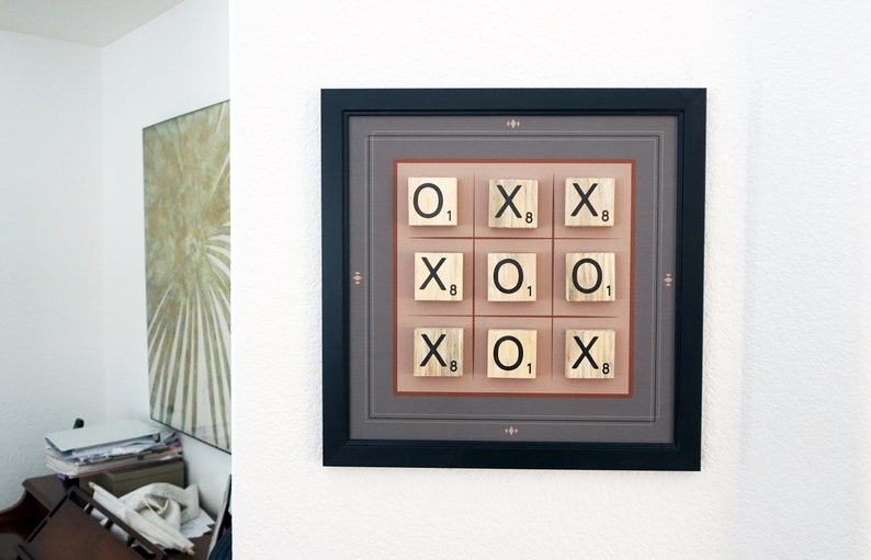 Combo set of four games and Scrabble Modern Functional Magnetic Canvas Chess Decor Checker Set Tic tac toe Wall Art Backgammon Art image 9