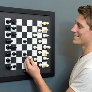 Magnetic Chess Set | This handmade wall mounted magnetic chess set is a great add to any game room, game wall, home or office