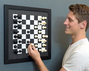 Magnetic Chess Set | This handmade wall mounted magnetic chess set is a great add to any game room, game wall, home or office