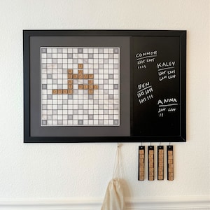 Magnetic Scrabble Set Black & White or Classic Family Fun Night Game Wall Decor Game Room Decor Unique Wall Art image 1