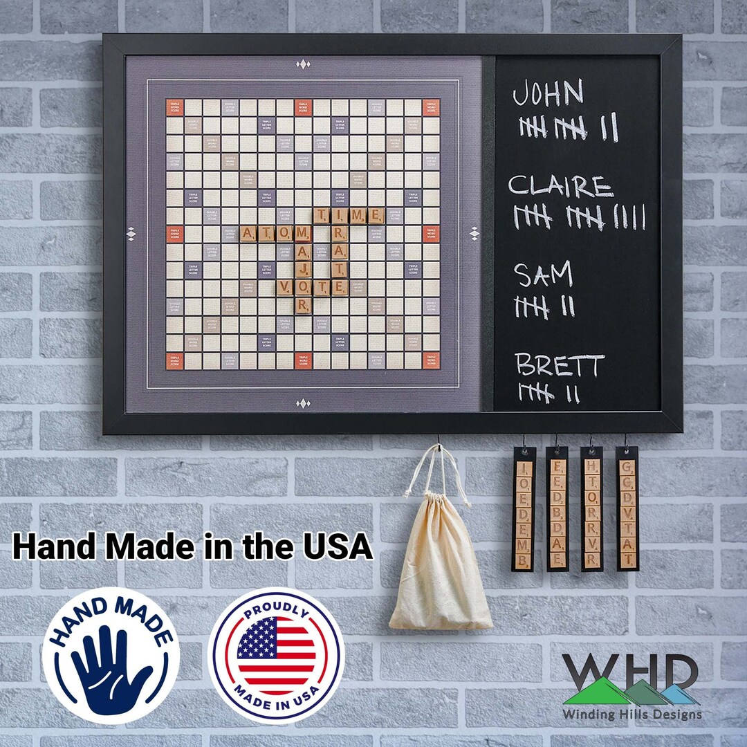 Wall Scrabble Board Handcrafted Functional Game Room Decor