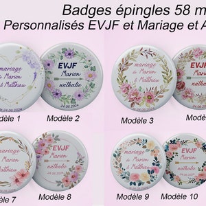 Badge Mariage, EVJF, enterrement de jeune fille, Témoin, Badge 58mm personnalisé, badges à partir de 1 euro,badges ANNIVERSAIRES et Mariage