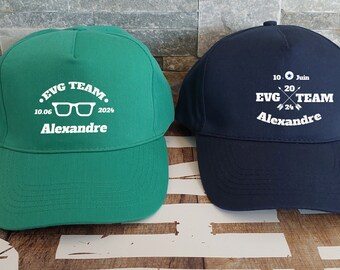 EVG caps, personalized caps, bachelor parties, first name caps and/or with event date, wedding party at the top!