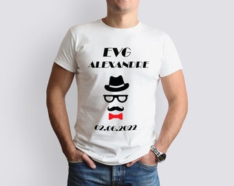 T-shirt EVG + date + prénom  du marié, enterrement de vie de garçon, cadeau pour le futur marié, fête pour le futur marié