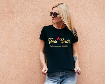 GOLD color t-shirt, EVJF, bride team, evjf date + first name t-shirt, bride team t-shirt, Bachelorette Party