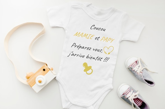 Baby Bodysuit Pregnancy Announcement, Birth Announcement hello GRANDMA and  PAPY Get Ready, I'll Be Coming Soon -  Canada