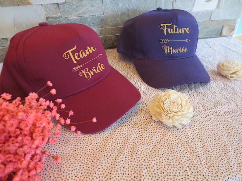 Casquettes EVJF, casquettes personnalisées, enterrement de vie de jeune fille, casquettes prénom et/ou avec date d'évènement, cadeau invité image 1