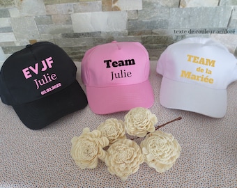 Casquettes EVJF, casquettes personnalisées, enterrement de vie de jeune fille, casquettes prénom et/ou avec date d'évènement, cadeau invité