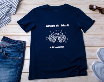 Personalisiertes EVG-T-Shirt + Datum + Vorname des Bräutigams, Junggesellenabschied, Geschenk für den zukünftigen Bräutigam, Hochzeitsgeschenke, EVG-Party