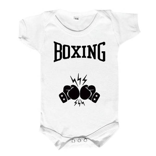 body bébé " boxing" pour les futurs boxeurs ou boxeuses, deux gants de boxe et des éclairs, bébé sportif, comme papa, body coton, naissance