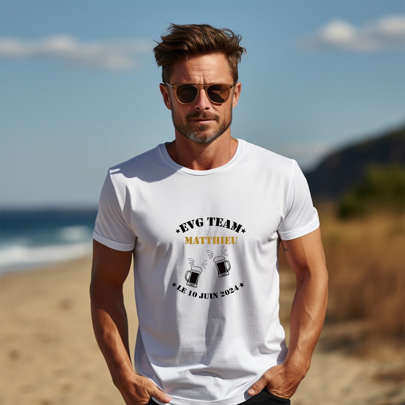 T-shirts bières EVG date prénom du marié personnalisés,enterrement de vie de garçon, cadeau pour le futur marié, cadeaux de mariage,fête image 5