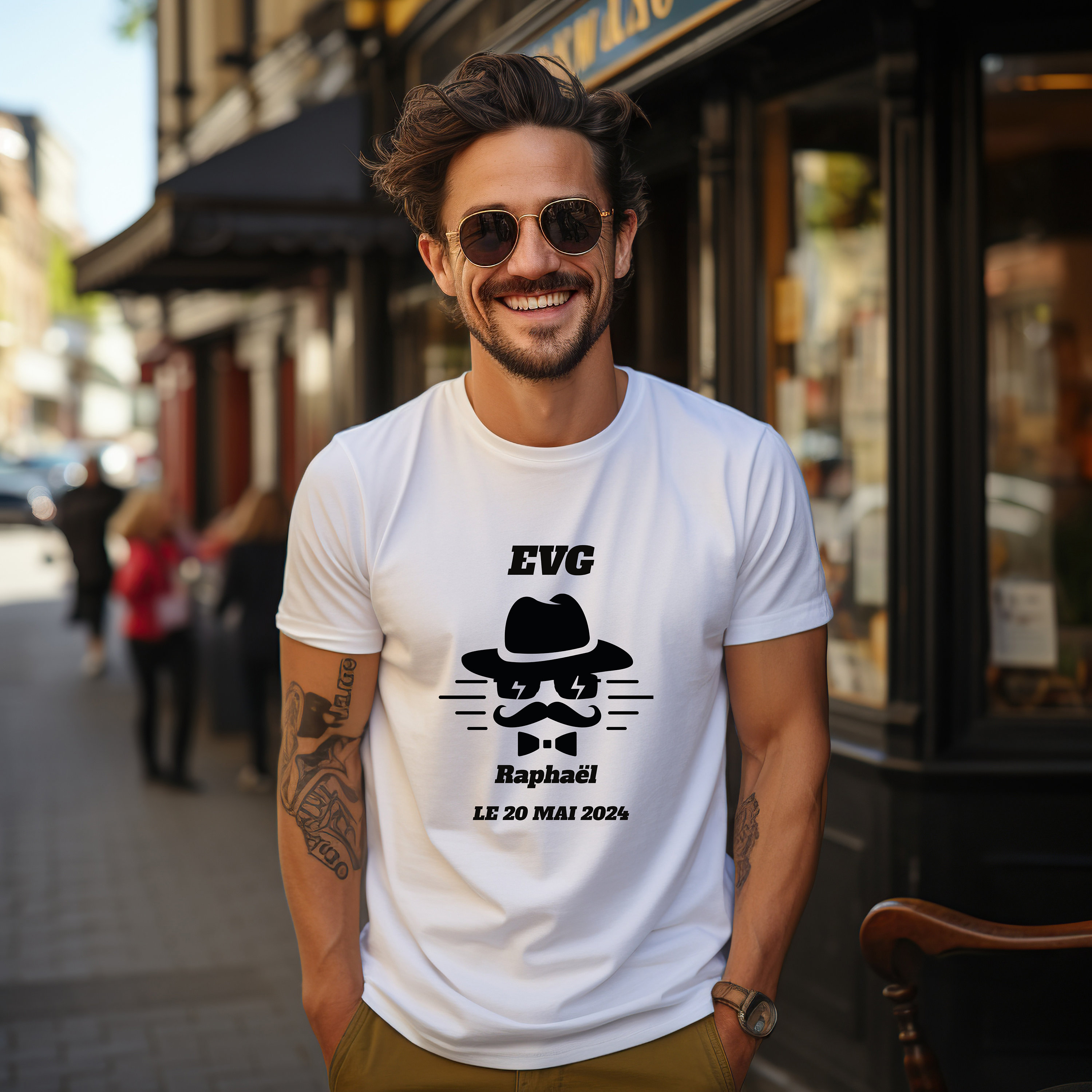 Discover EVG + Date + Prénom Du Marié Personnalisé Enterrement De Vie De Garçon Cadeau Pour Le Futur Marié T-Shirt