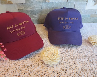 Casquettes EVJF, casquettes personnalisées, enterrement de vie de jeune fille, casquettes prénom et/ou avec date d'évènement, cadeau invité