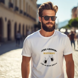 T-shirts bières EVG date prénom du marié personnalisés,enterrement de vie de garçon, cadeau pour le futur marié, cadeaux de mariage,fête image 3