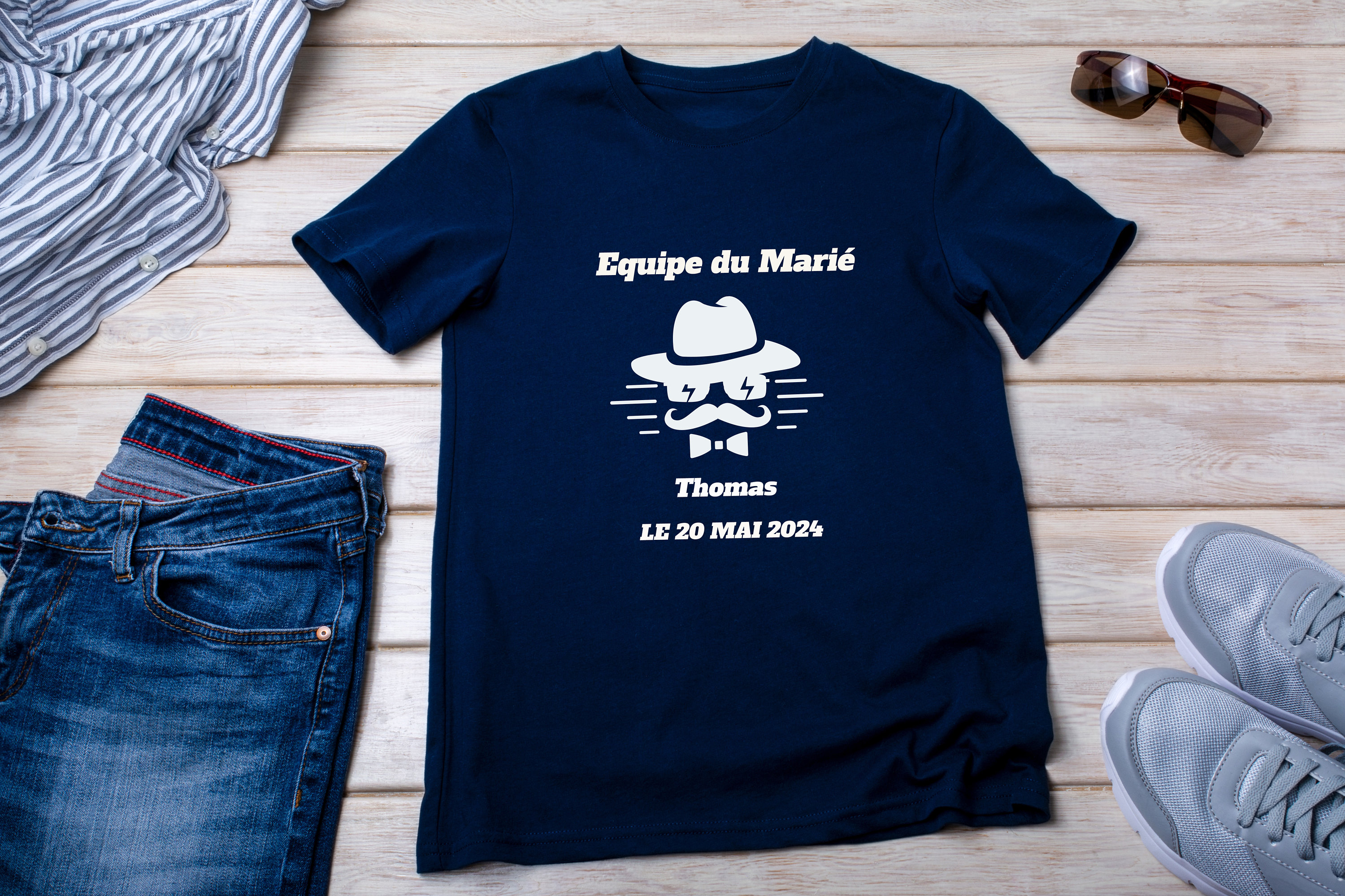 Discover EVG + Date + Prénom Du Marié Personnalisé Enterrement De Vie De Garçon Cadeau Pour Le Futur Marié T-Shirt