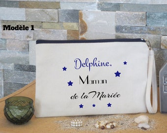 Bridal pouch, bride's witness, personalized pouch with first name, wedding pouch, bride's witness pouch, evjf