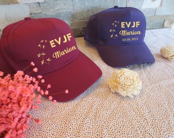 Casquettes EVJF, casquettes personnalisées, enterrement de vie de jeune fille, casquettes prénom et/ou avec date d'évènement, cadeau invité