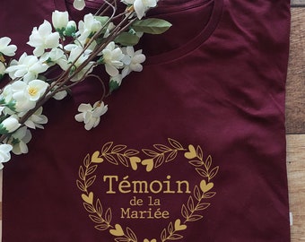 T-shirt evjf, team de la mariée avec couronne  en coeur, t-shirt bride's team, enterrement de vie de jeune fille avec la date de l'évènement