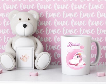 Mug licorne, tasse licorne, mug prénom enfant, mug enfant, mug prénom fille, mug personnalisé, mug anniversaire