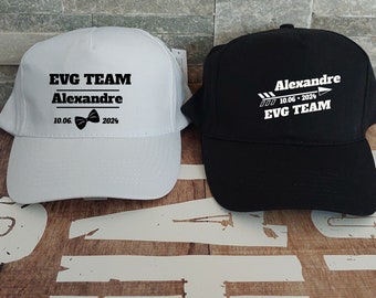 EVG caps, personalized caps, bachelor parties, first name caps and/or with event date, wedding party at the top!