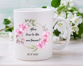 Taza/taza personalizada "¿Quieres ser mi testigo?" con nombre