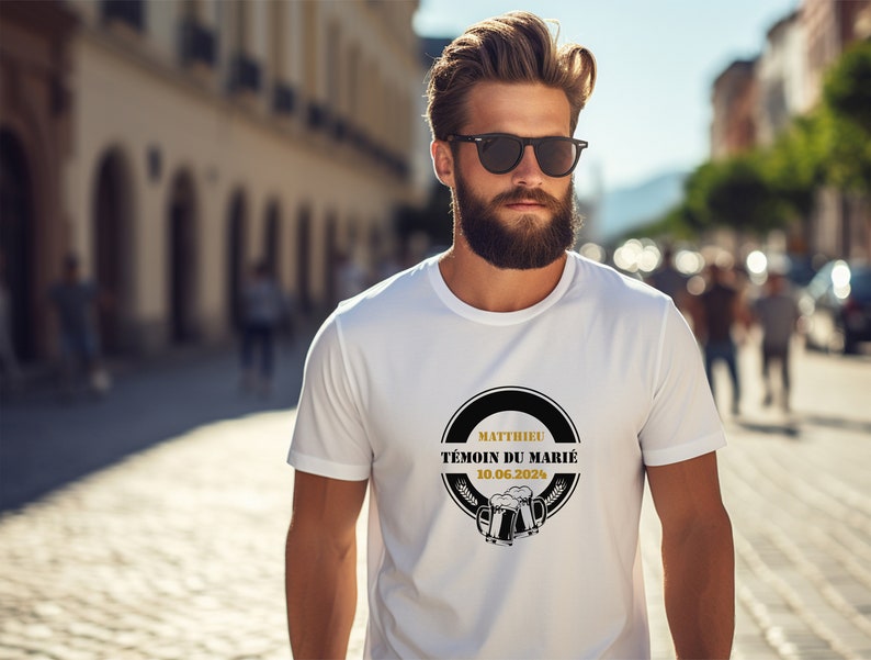 EVG beer t-shirts date groom's first name personalized at affordable price, bachelor party, gold and black colored text, wedding image 4