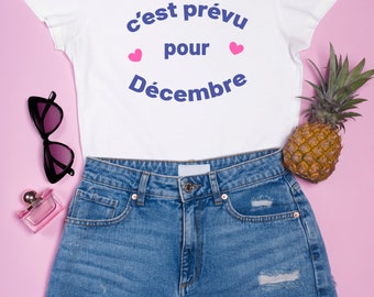 T-shirt future Maman personnalisée avec le mois de naissance, ANNONCE DE GROSSESSE, t-shirt cadeau surprise, t-shirt fête des mamans