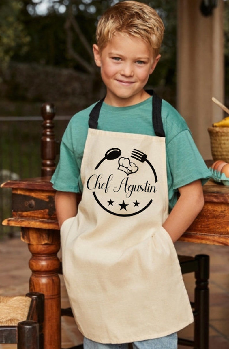 Customizable children's apron with first name Children's apron Personalized apron Personalized children's apron birthday gifts image 1