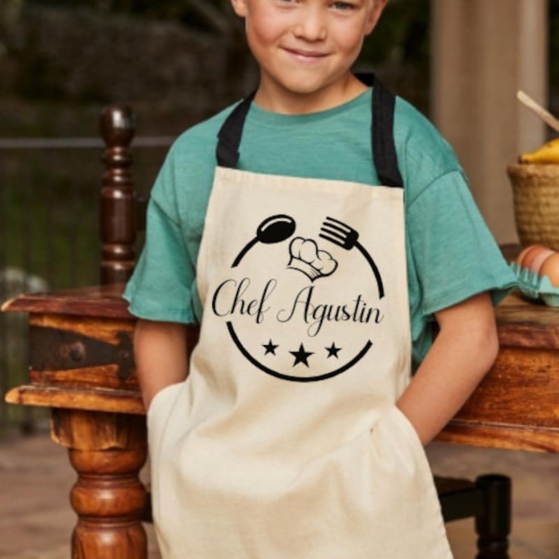Tablier Cuisine Enfant "Ici, Le Chef, C'est Moi" - Imperméable Avec Poches, Garçon Ou Fille