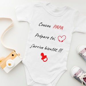 Personalized baby bodysuit Pregnancy announcement &quot;Hello DAD Get ready, I&#39;ll be coming soon&quot;