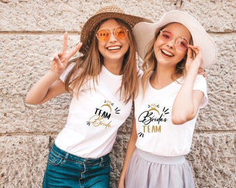 T-shirt evjf couleur de texte en OR et noir ou blanc,team,Team de la mariée, Enterrement de vie de jeune fille, fête de mariage entre amies!