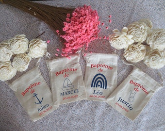 Baptismal pouches, personalized dragee ballotin bag, guest gifts, communion gifts, birth gifts, religious holidays