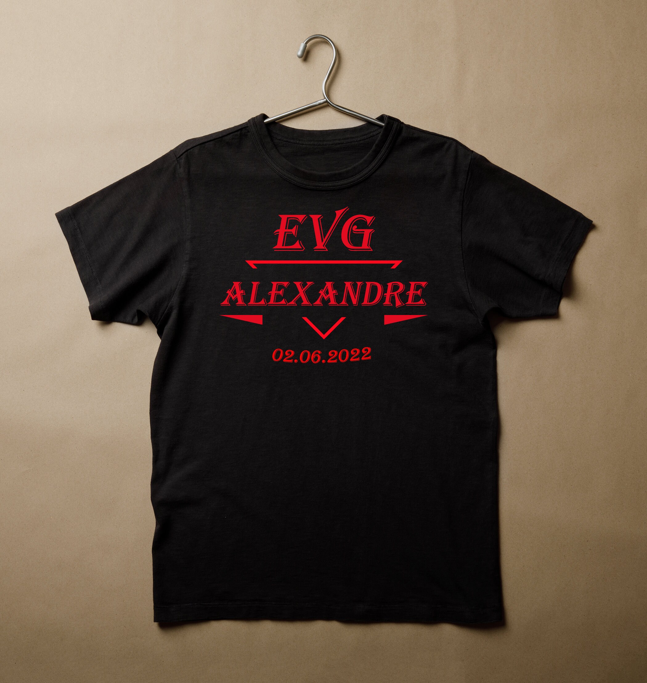 Discover EVG + Date + Prénom Enterrement De Vie De Garçon T-Shirts Familiaux Assortis