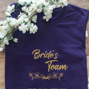 T-shirt evjf personnalisées, t-shirt evjf femmes, team de la mariée , t-shirt équipe de la mariée, enterrement de vie de jeune fille,Mariage image 4