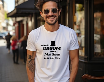 EVG T-shirt First name, groom's witness, future groom + Date of the event, bachelor party, wedding party and evjf, wedding gifts