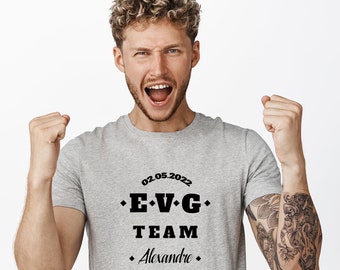 T-shirt EVG + date + prénom du marié, enterrement de vie de garçon, cadeau pour le futur marié