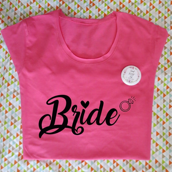 T-shirt rose evjf thème bague, team bride,Team de la mariée, t-shirt équipe de la mariée, Enterrement de vie de jeune fille