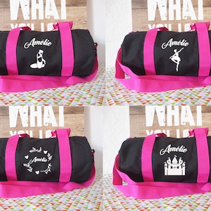 Sac de sport enfant prénom, sac de voyage, sac centre aéré, polochon, sac week-end/sortie de famille/taille 40cmx20x20/compatible RYANAIR/