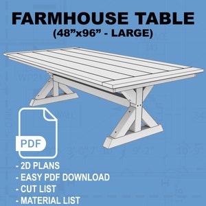 Farmhouse Table Plans (size: 4'x8')