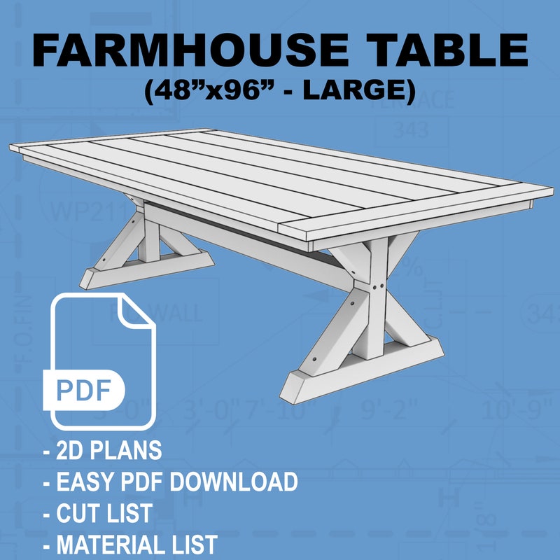 Farmhouse Table Plans - Etsy