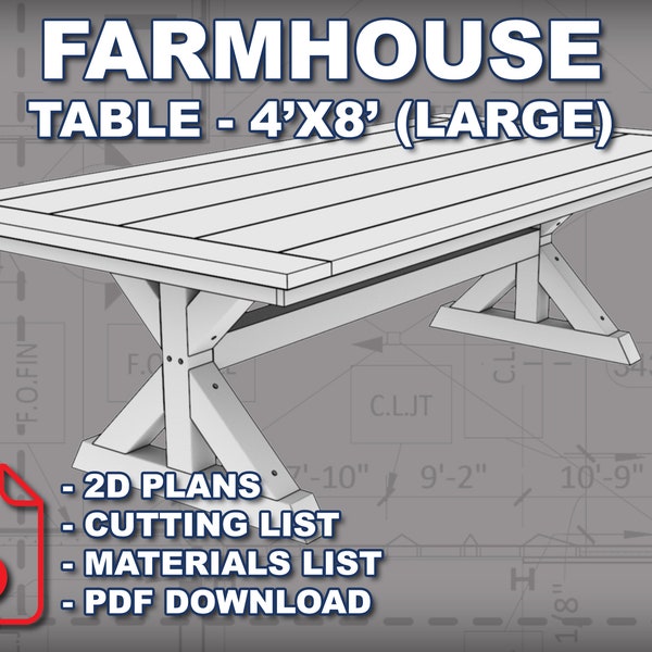 Farmhouse Table Plans Etsy