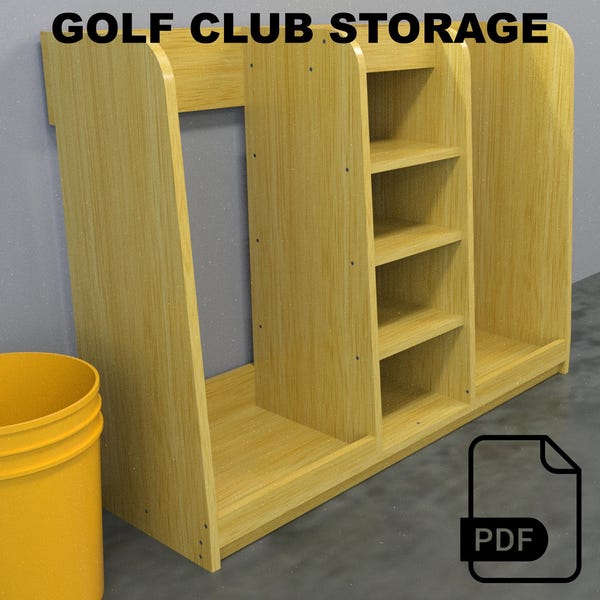 Golf Club Storage Rack - 2 Bays Plus Shelfs