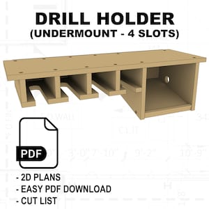 Undermount Drill Holder w/ Charging Cubby (4-Slot)