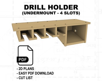 Undermount Drill Holder w/ Charging Cubby (4-Slot)
