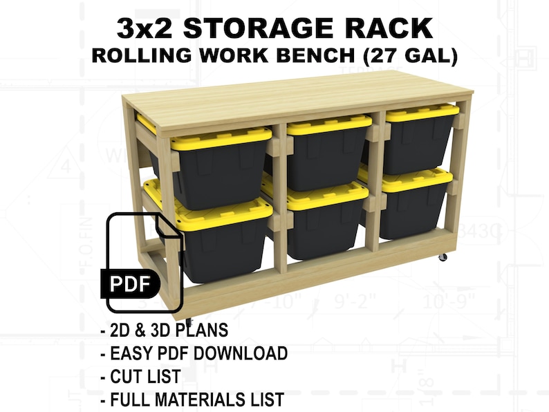 DIY 27 Gallon Bin Storage Rack & Bench - 3 Units Wide, 2 Units Tall - Etsy