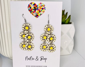 Daisy Dangles Midi - leather earrings