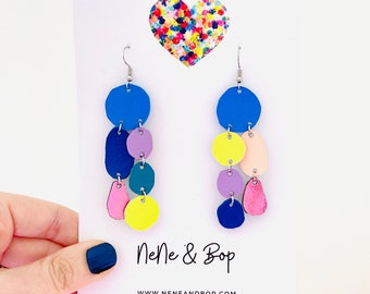 Rainbow Pebbles leather earrings