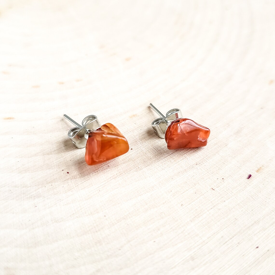 Carnelian Stud Earrings Gemstone Studs Crystal Earrings Etsy