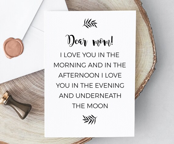 Mothers Day Cards Mom Quotes Printable Card Mom Birthday Card Etsy